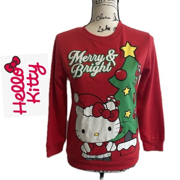 SANRIO HELLO KITTY UGLY SWEATSHIRT  SZ S KIDS SZ L KAWAII CHRISTMAS - Picture 1 of 13